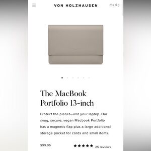 Von Holzhausen MacBook Portfolio 13” Vegan Leather Laptop Case Sleeve